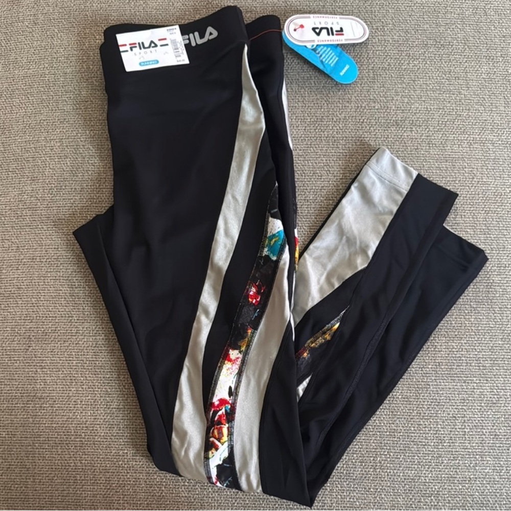 Fila Black Leggings with Colorful Accents